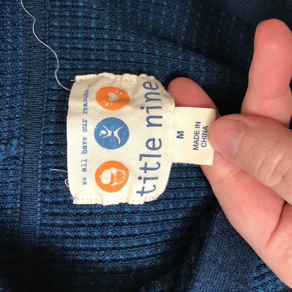 Title Nine Teal Blue Textured Knit Hooded Cardigan Dress Size M - Picture 7 of 8